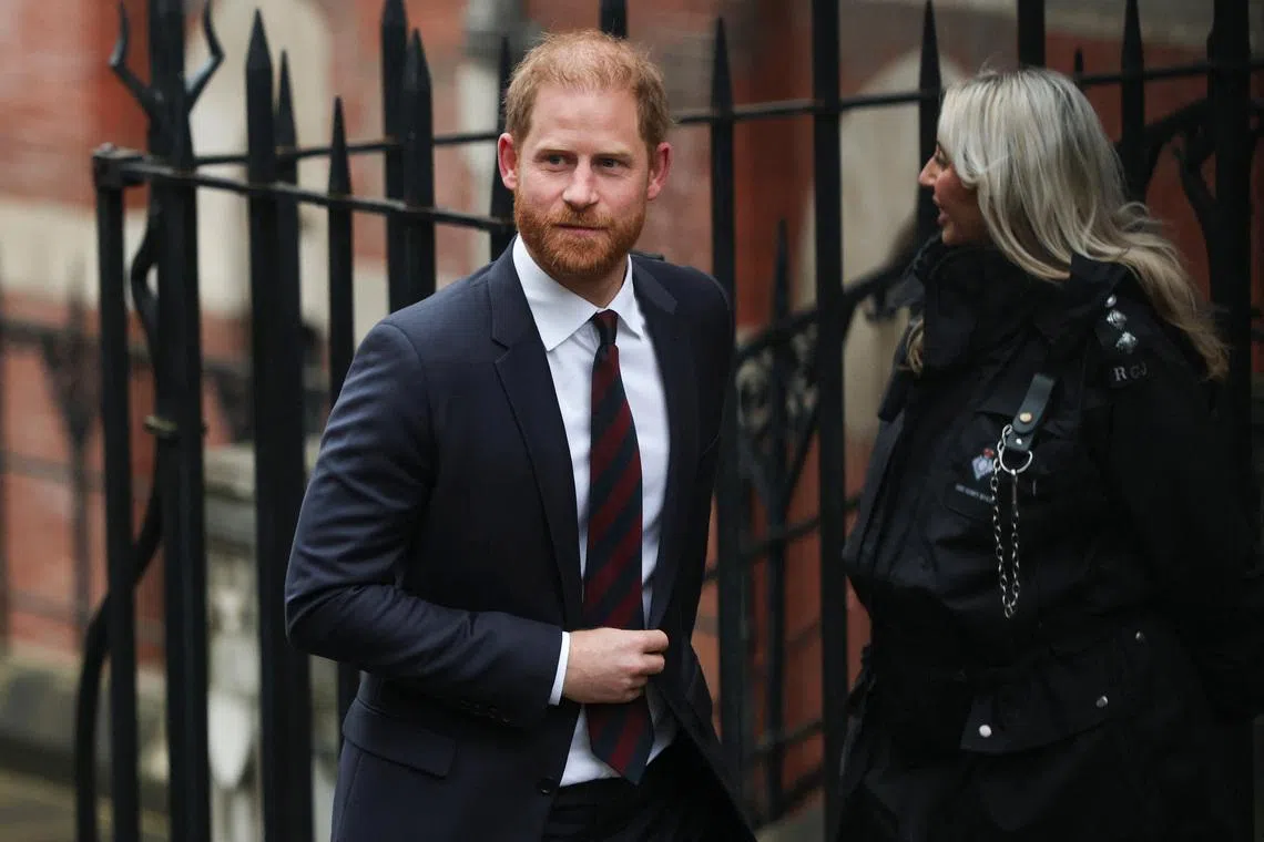 Britain's Prince Harry arrives during the first week of a nine-week trial lawsuit against Associated Newspapers, publisher of the Daily Mail, which Britain's Prince Harry and others are suing over allegations of privacy breaches dating back 30 years, at the High Court in London, Britain, January 22, 2026. REUTERS/Isabel Infantes/File Photo