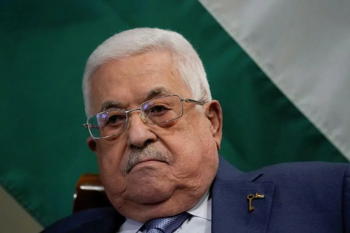 Mahmoud Abbas, president of the Palestinian Authority, meets with U.S. Secretary of State Antony Blinken, in Amman, Jordan, Tuesday Oct. 17, 2023.   Jacquelyn Martin/Pool via REUTERS/File Photo