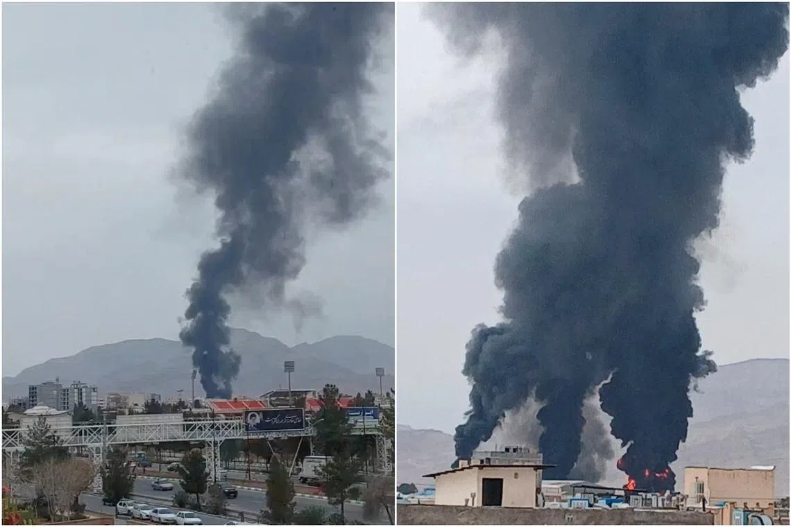 Smoke rises in the Kerman province, in Iran, in this social media picture released on March 10.