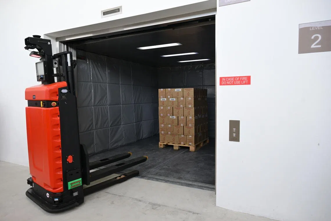 An automated guided vehicle in Kwong Cheong Thye's new factory on Feb 9.