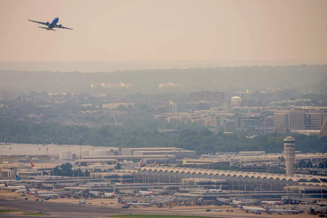 The plane made an emergency landing at Ronald Reagan National Airport (pictured).