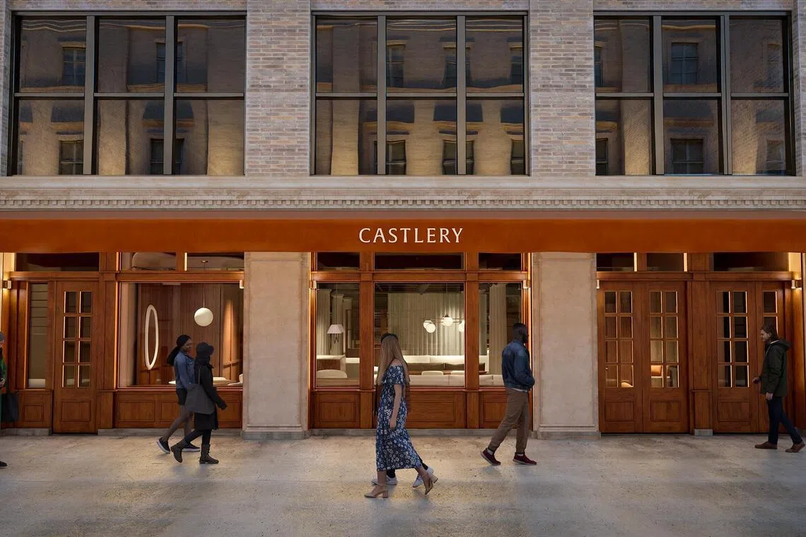 Artist's impression of Singapore furniture brand Castlery's 3,000 sq ft flagship store in New York, which opens on May 15. The showroom sits in Chelsea at 120 West 18th Street, a key Manhattan design district alongside West Elm, Room & Board and Lazzoni. It will feature 17 furniture sets, complimentary styling consultations and a design language Castlery says reflects the shared pressures of city living in Singapore and New York.