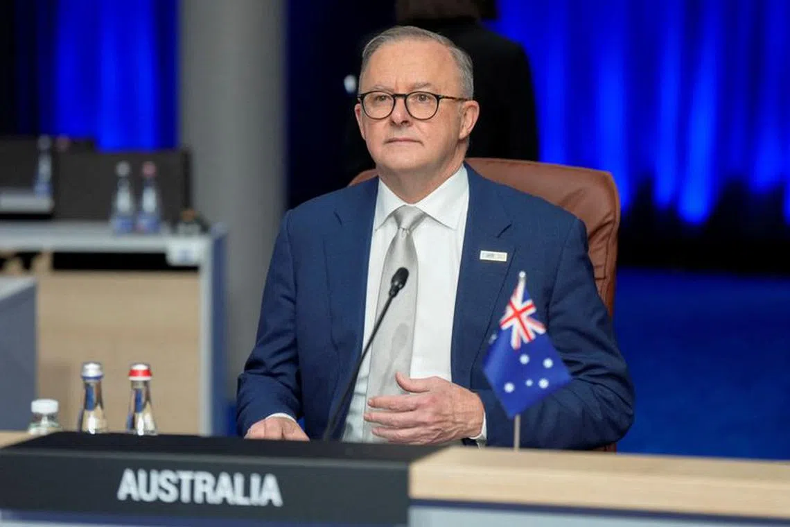 FILE PHOTO: Australia's Prime Minister Anthony Albanese attends a meeting of the North Atlantic Council during a NATO leaders summit in Vilnius, Lithuania July 12, 2023. REUTERS/Ints Kalnins/File Photo