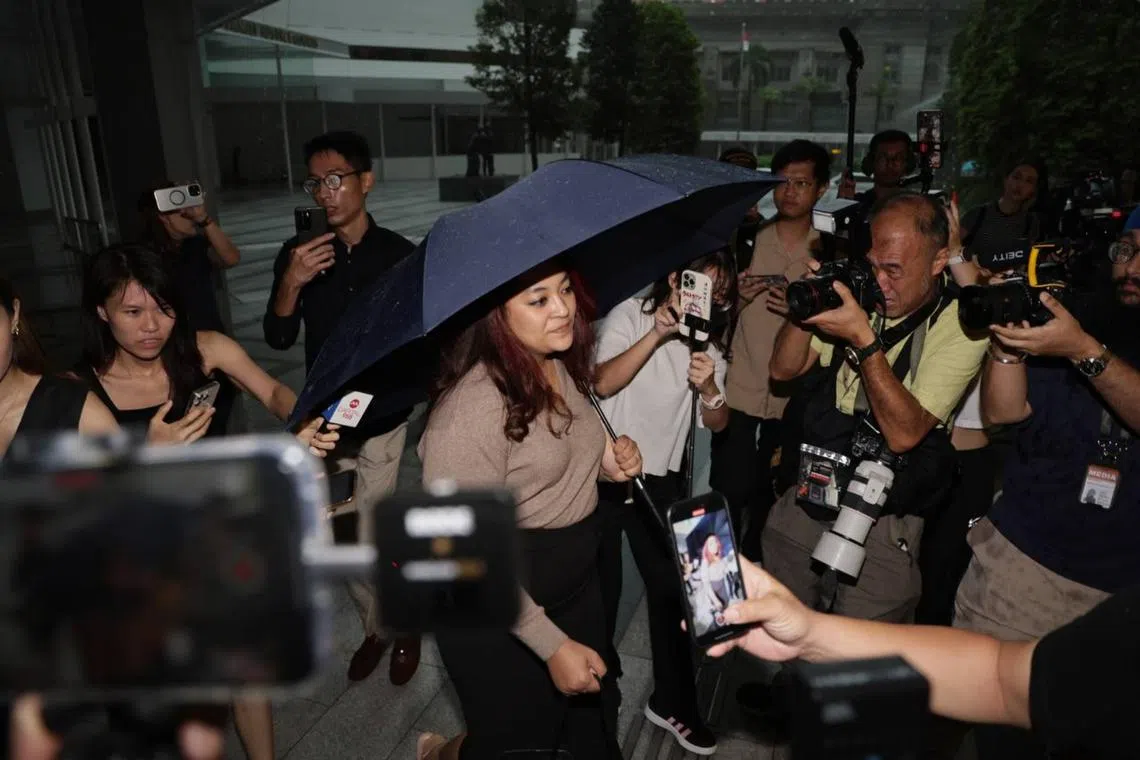 Ms Raeesah Khan arriving at the State Courts around 8.46am on Oct 14.