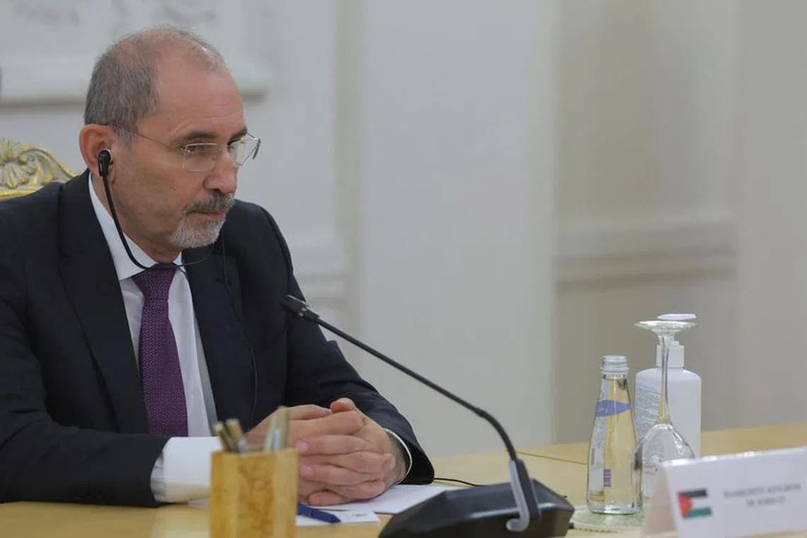 FILE PHOTO: Jordanian Foreign Minister Ayman Safadi attends a meeting about Gaza, hosted by Russia with foreign ministers from members of the Arab League and the Organisation of Islamic Cooperation, amid the ongoing conflict between Israel and the Palestinian Islamist group Hamas, in Moscow, Russia November 21, 2023. REUTERS/Evgenia Novozhenina/Pool/File Photo