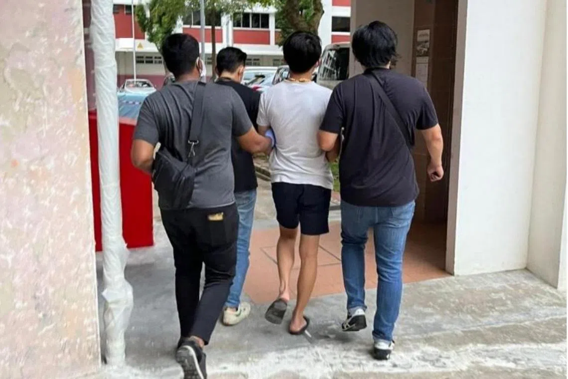  A suspected drug offender arrested by CNB officers in a two-week island-wide drug operation from 6 to 17 Feb 2023.