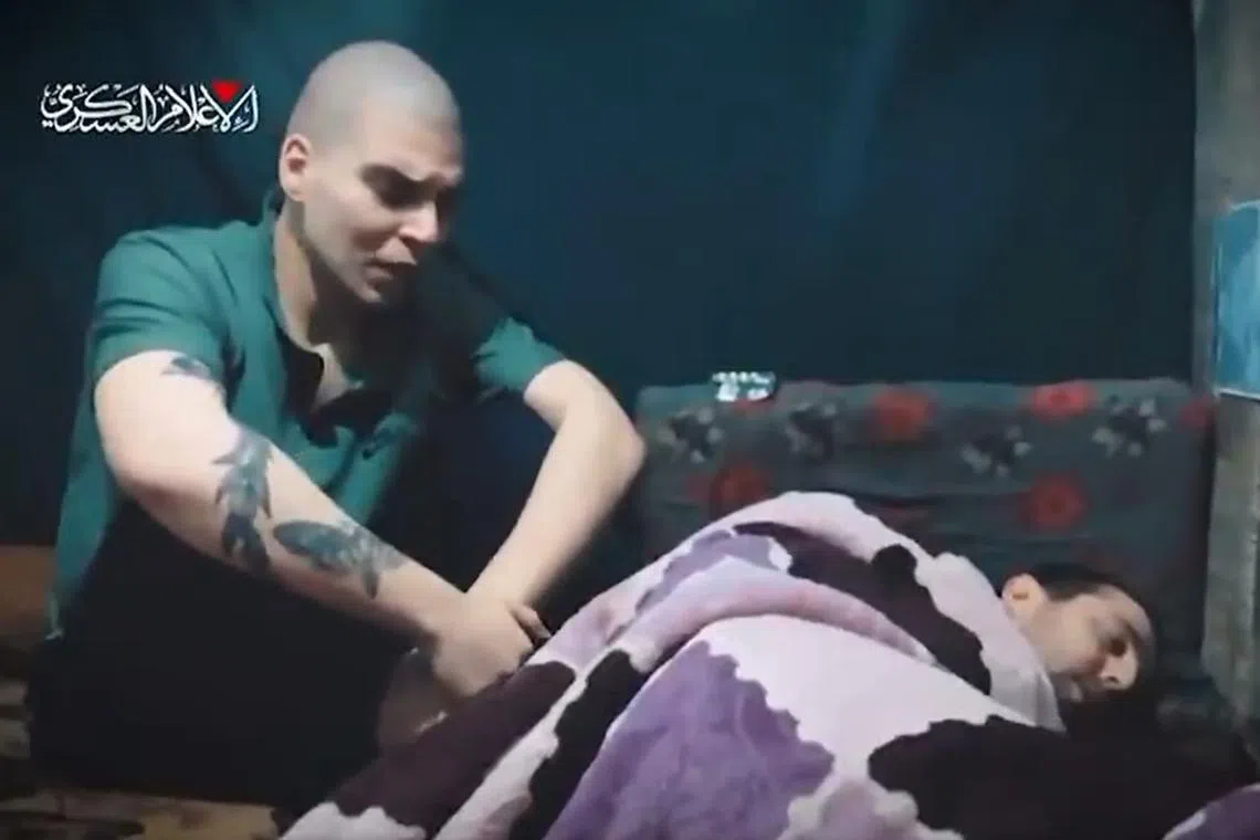 Israeli media identified the men in the video as Mr Elkana Bohbot and Mr Yosef Haim Ohana, who were kidnapped during Hamas’ Oct 7, 2023 attack on Israel.