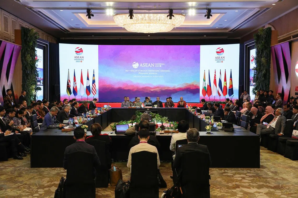 hbasean11 - Foreign Ministers from the region attend the first day of the Asean Foreign Ministers’ Meeting (AMM) and related meetings in Jakarta on Tuesday July 11

credit:  Ministry of Foreign Affairs, Singapore