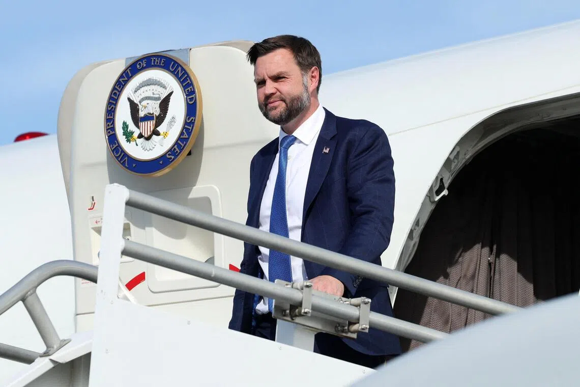 US Vice-President J.D. Vance disembarking from Air Force Two on Oct 9, following a rally in Lima, Ohio. He told reporters he would not watch a live-stream of the execution, which is scheduled for Dec 3.
