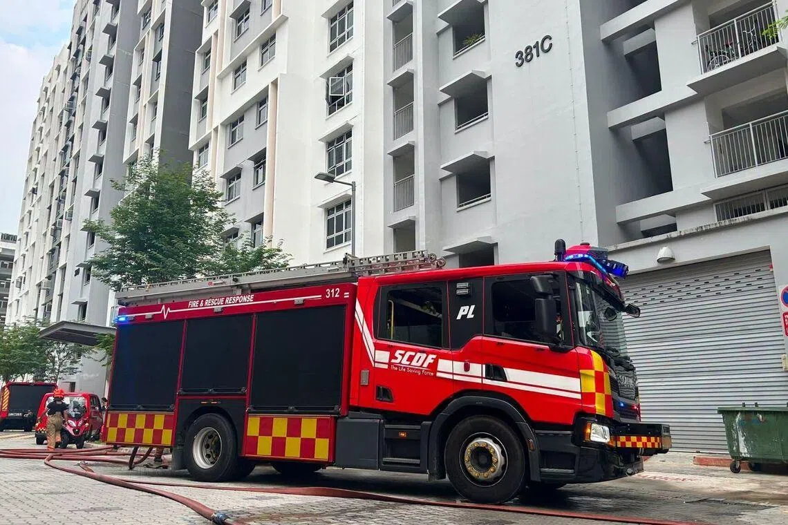The Singapore Civil Defence Force was alerted to a fire in a flat on the 12th floor of Block 381C Yishun Ring Road at about 5.15pm on July 3.