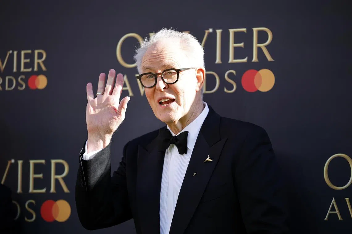 US actor John Lithgow the Best Actor prize at the Olivier Award for his role as as Roald Dahl in Giant.