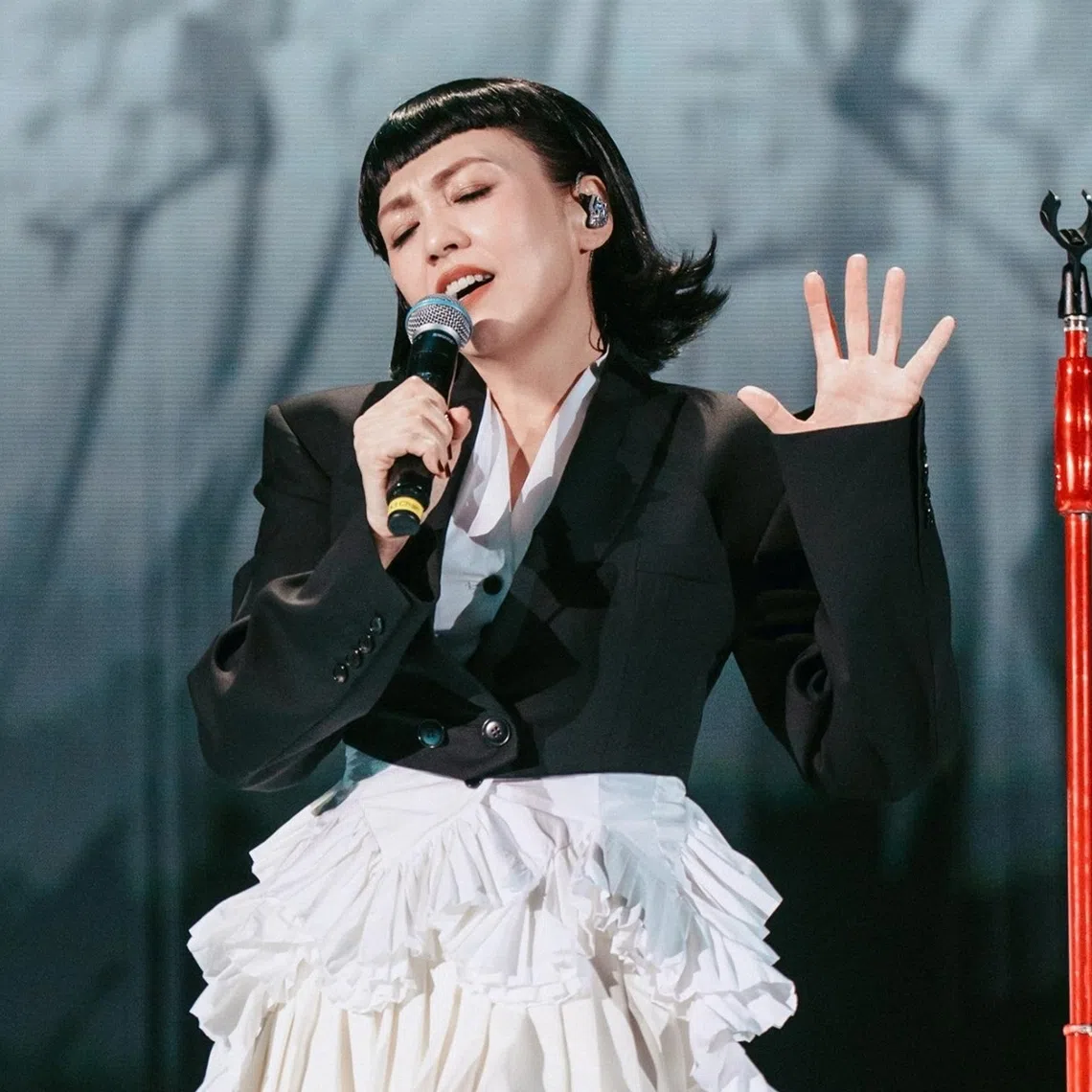 Singaporean singer Kit Chan during a concert in Guangzhou in May 2026. She will take the stage at the Singapore Indoor Stadium on Sept 19.