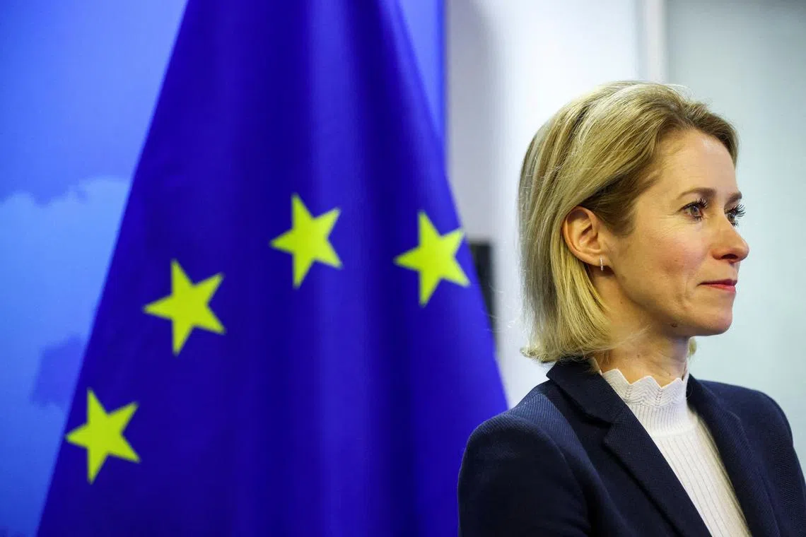FILE PHOTO: EU High Representative for Foreign Affairs and Security Policy Kaja Kallas pictured on the day of her meeting with Palestinian Prime Minister Mohammad Mustafa, in Brussels, Belgium January 17, 2025.  REUTERS/Johanna Geron/File Photo