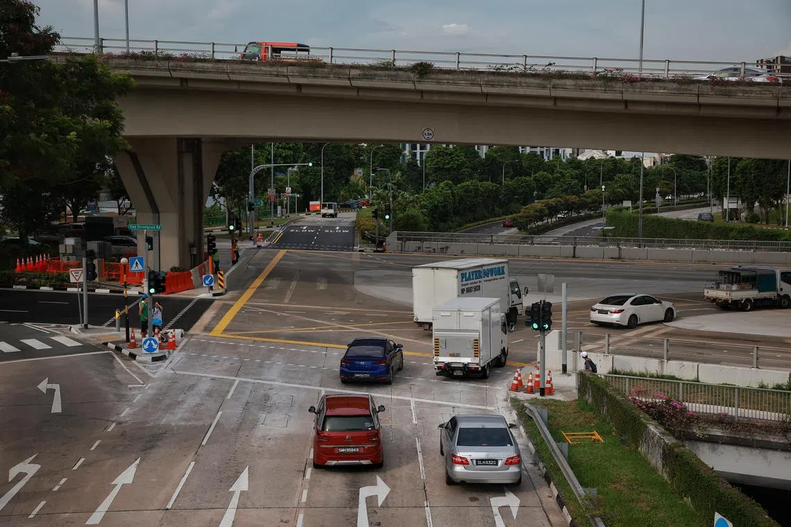 The Braddell-Upper Serangoon-Bartley Road junction, which completed its reconstruction and is now more simplified, as seen on May 6, 2023. Previously, there were several cases of accidents in the junction due to confusion in the complicated junction such as the multiple junctions and the dual traffic lights. The new junction hopes to prevent such accidents from occurring and for a more safer travel experience for motorists.