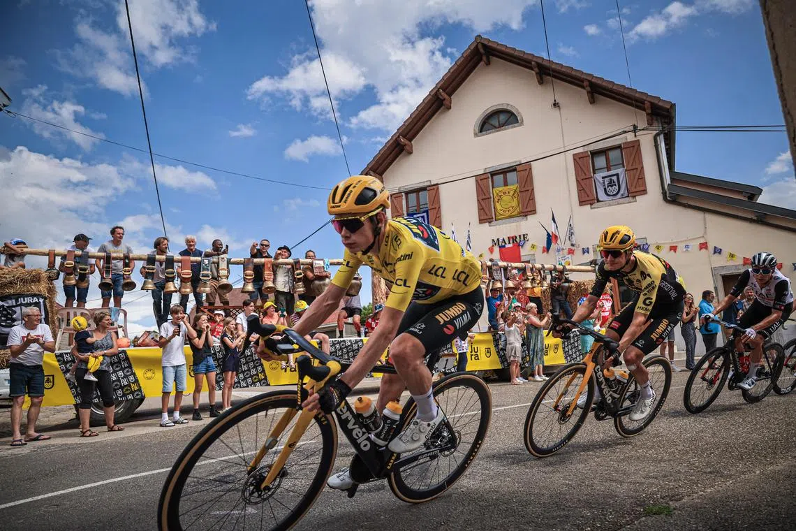 Jonas Vingegaard of team Jumbo-Visma in action during the 19th stage of the Tour de France.