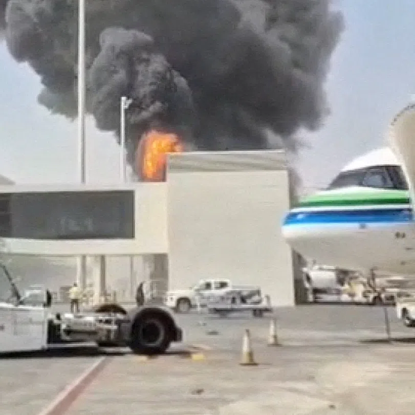 Smoke and flames rise from Riyadh’s King Khalid Airport, after it was attacked by Yemen’s Iran-backed Houthis.