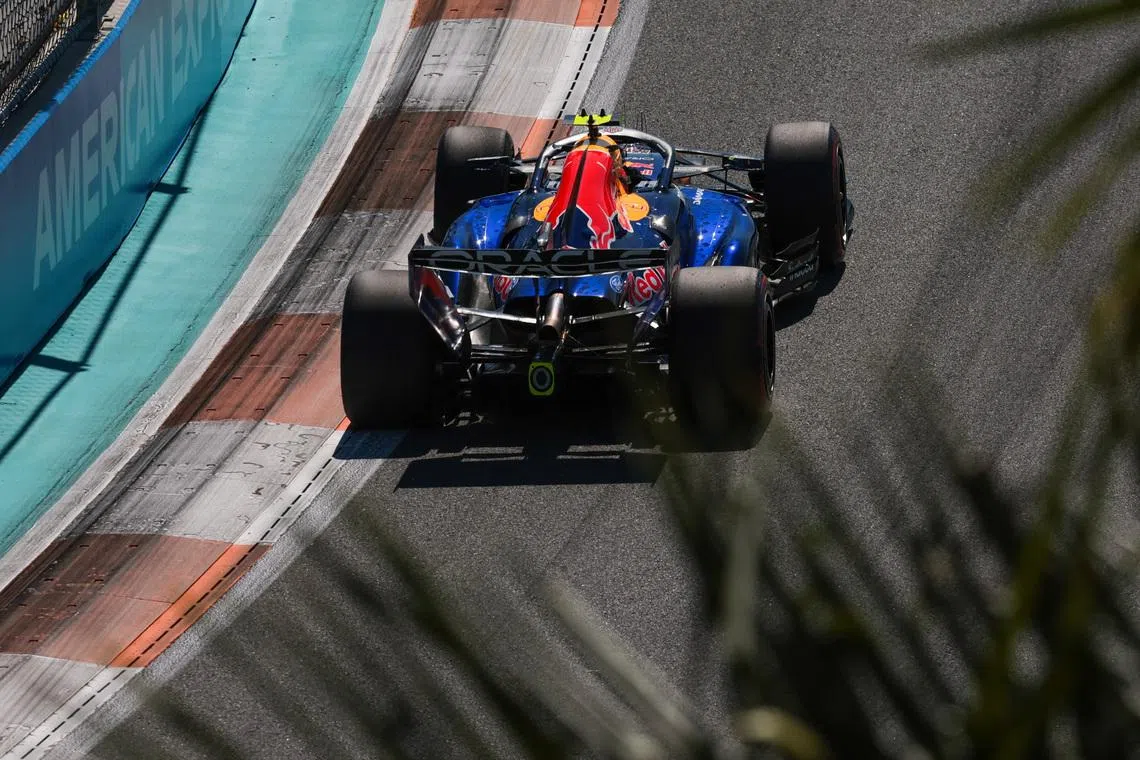 May 2, 2026; Miami Gardens, FL, USA; Red Bull Racing driver Isack Hadjar (6) during qualifying for the F1 Miami Grand Prix at Miami International Autodrome. Mandatory Credit: Sam Navarro-Imagn Images
