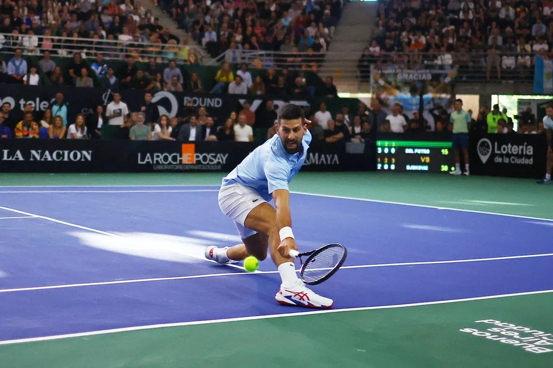 Tennis - Exhibition - Juan Martin del Potro v Novak Djokovic - Estadio Mary Teran de Weiss, Buenos Aires, Argentina - December 1, 2024 Serbia's Novak Djokovic in action during an exhibition match REUTERS/Agustin Marcarian/File Photo