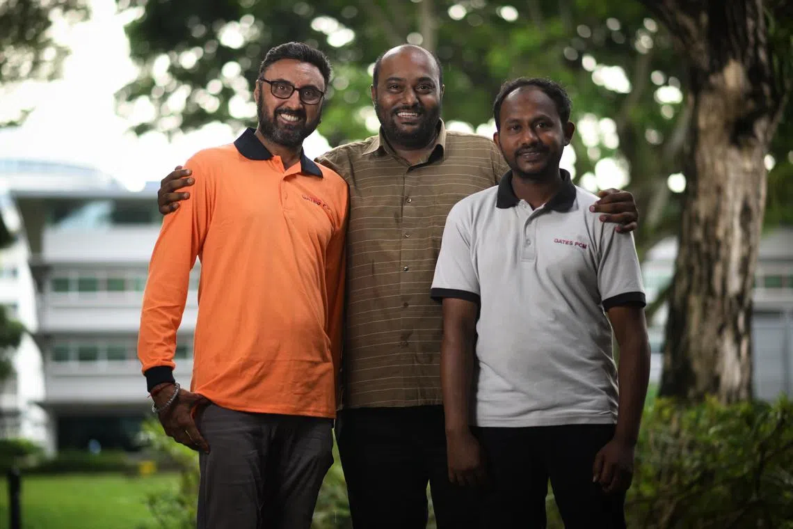 From left : Satnam Singh, Dhandapani Vignesh, 
Samu Kalaiyarasan photographed at LTA Hampshire office on October 4, 2024.