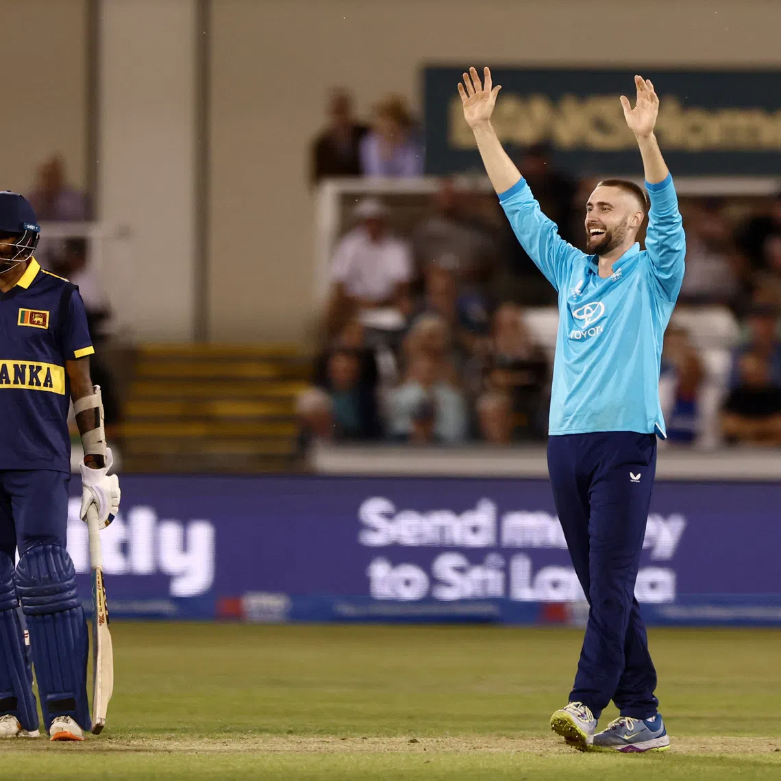 Cricket - First One Day International - England v Sri Lanka - Riverside Ground, Chester-le-Street, Britain - September 22, 2026 England's Will Jacks celebrates the wicket of Sri Lanka's Dilshan Madushanka to win the match and earn a five-wicket haul Action Images via Reuters/Lee Smith