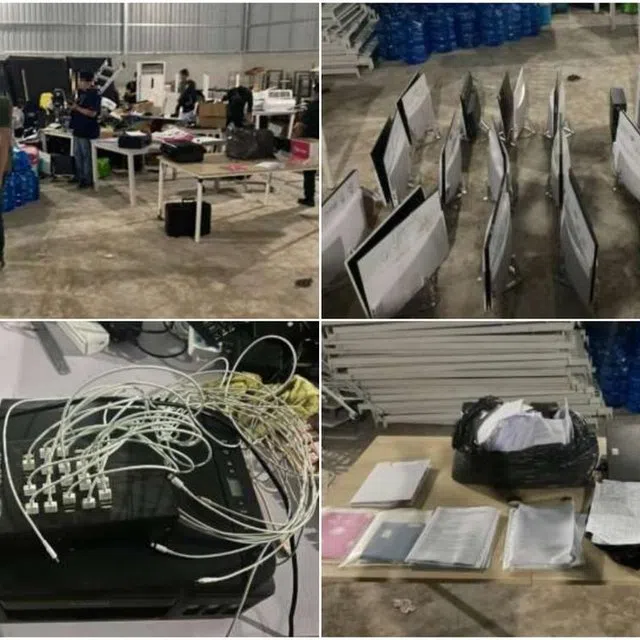 In a raid on Sept 9, 2025, electronic devices and equipment believed to have been used by the syndicate, which was secretly operating out of a scam centre in Cambodia, were found by the Cambodian National Police.