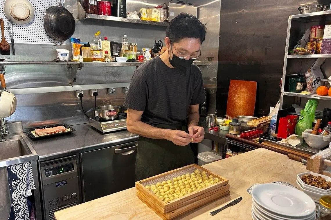 Mr Lim Zhi Han serves one pasta each day at 42 Pasta Is The Answer. 
