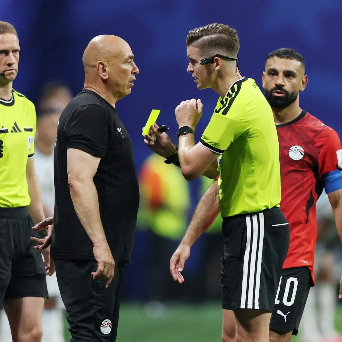 Egypt coach Hossam Hassan was shown a yellow card during the match.