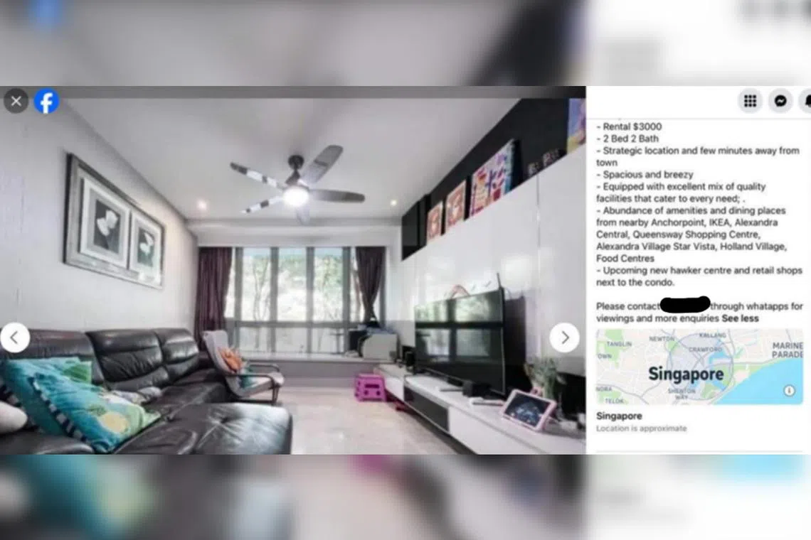 Scammer would list their contact numbers on property rental listings shared on social media platforms such as Facebook.
