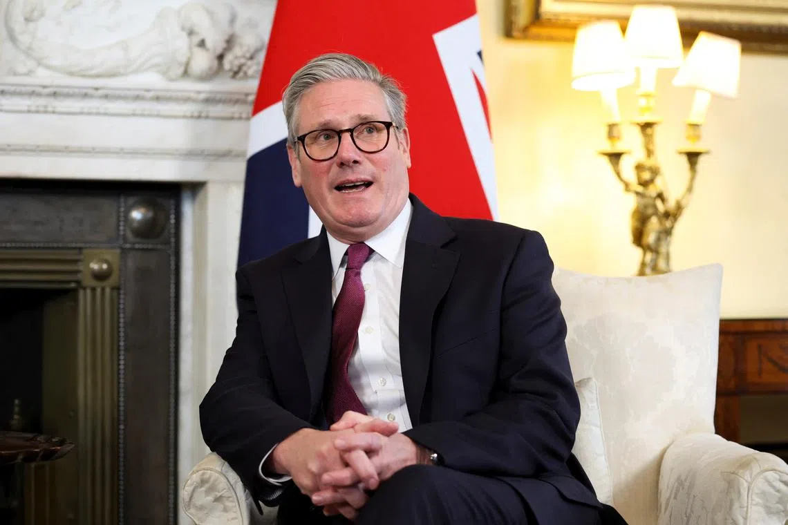 FILE PHOTO: British Prime Minster Keir Starmer meets with Finnish President Alexander Stubb (not pictured) at Number 10 Downing Street in London, Britain, March 31, 2025. REUTERS/Hannah McKay/Pool/File Photo