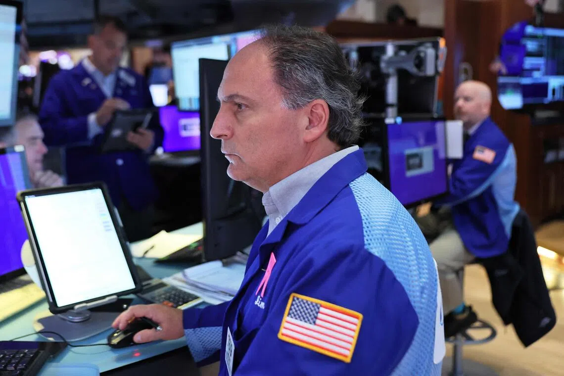 Traders working on the floor of the New York Stock Exchange, in New York City.