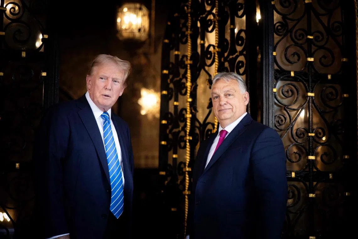 Mr Viktor Orban (right) is a close ally of US President Donald Trump, while also being a constant thorn in the EU’s side and supportive of Russia.