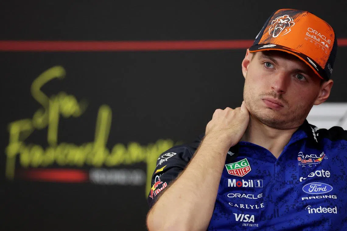 Formula One F1 - Belgian Grand Prix - Circuit de Spa-Francorchamps, Stavelot, Belgium - July 16, 2026 Red Bull's Max Verstappen during the press conference ahead of the Belgian Grand Prix REUTERS/Christian Hartmann