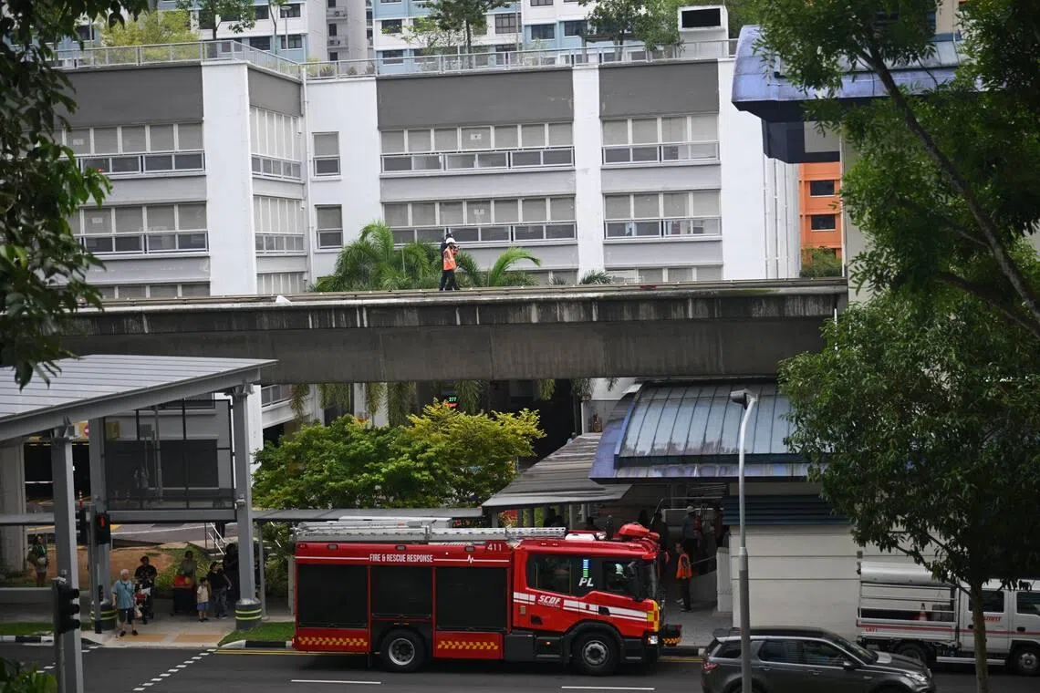 A fire truck was seen at the Segar station at about 8.45am. Earlier, a police car was seen parked at the Jelapang station, which is next to the Segar station.