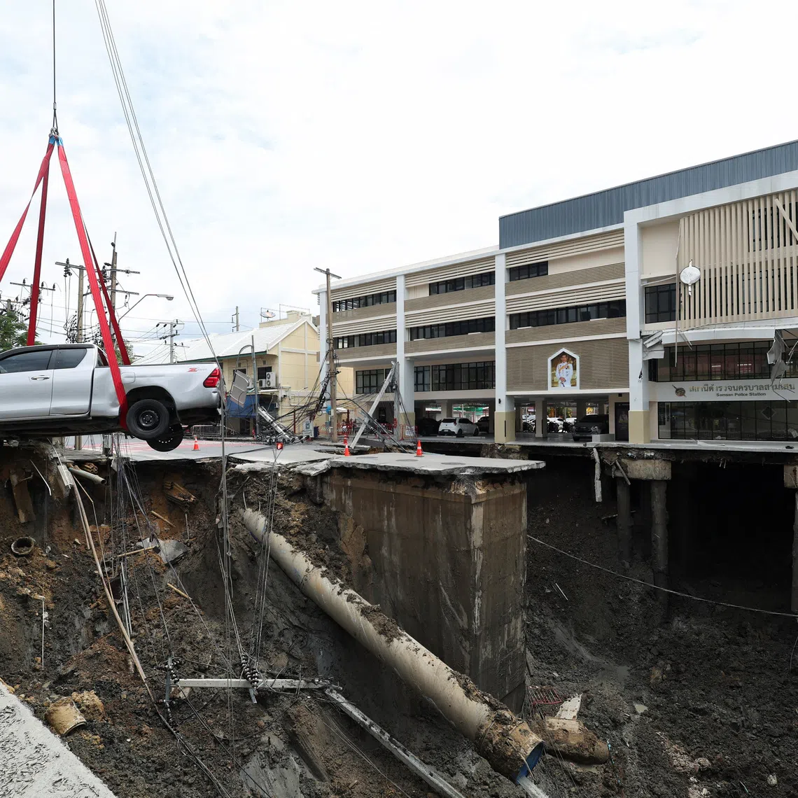 The sinkhole, measuring about 30m by 30m wide and 20m deep, appeared on Sept 23.
