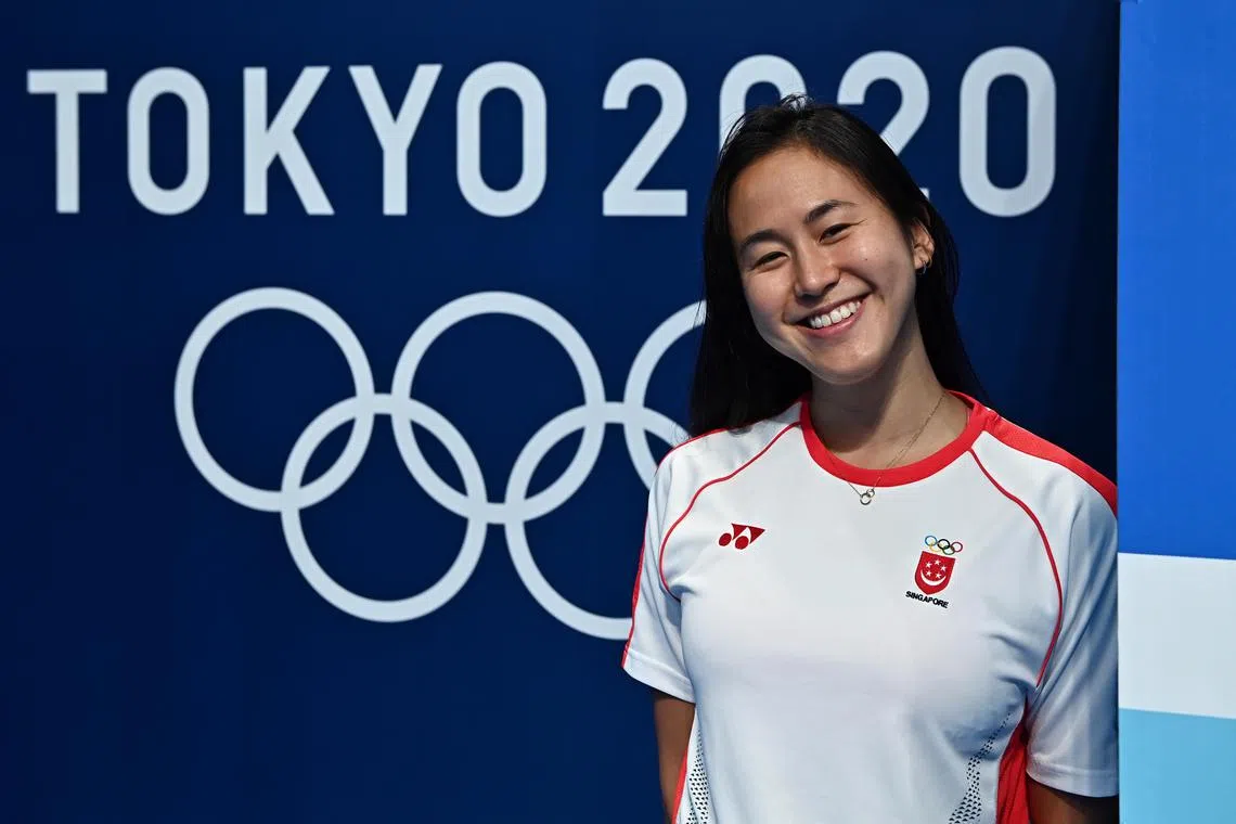 Swimmer Quah Ting Wen at the Tokyo Aquatic Centre during the Tokyo Olympic Games in 2021.