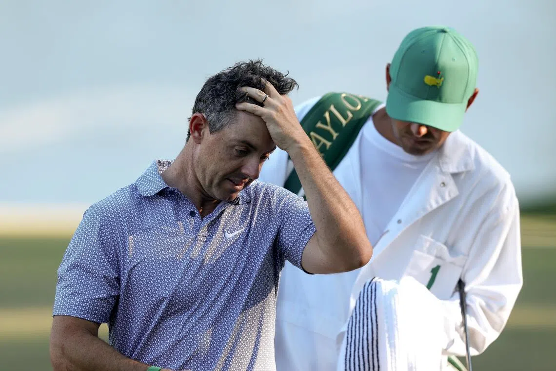 Rory McIlroy carded a one-over 73 as his six-shot lead evaporated during the third round of the Masters on April 13.