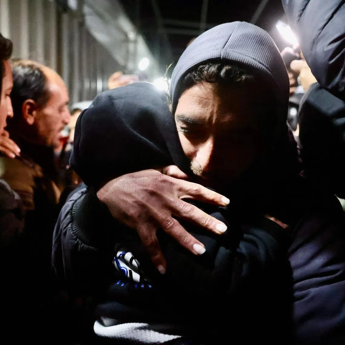 Palestinians coming from the Rafah crossing from Egypt arrive at Nasser Hospital in Khan Yunis in the southern Gaza Strip on February 2, 2026. Sick and wounded Gazans began crossing into Egypt to seek medical treatment after Israel permitted a limited reopening of the Palestinian territory's Rafah border post. Around 150 people were due to leave the territory, and 50 to enter it, according to Egyptian officials, more than 20 months after Israeli forces fighting in Gaza closed the crossing.