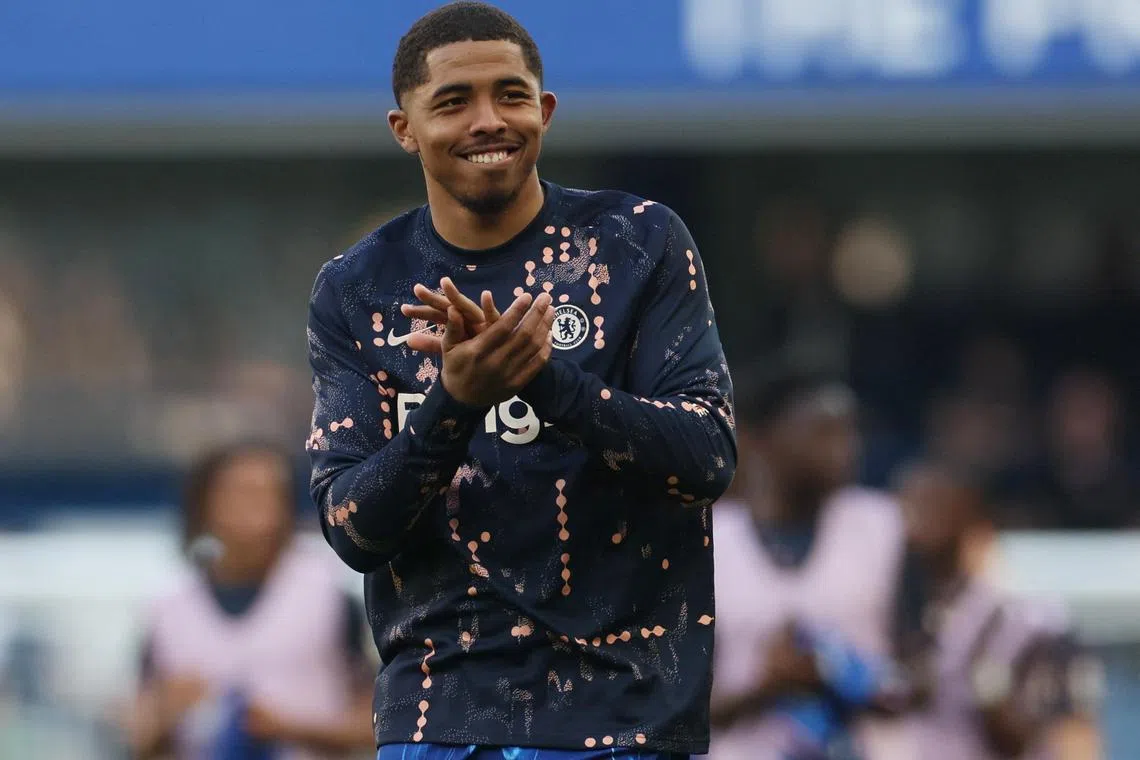 Soccer Football - Premier League - Chelsea v Leicester City - Stamford Bridge, London, Britain - March 9, 2025
Chelsea's Wesley Fofana applauds fans after the match REUTERS/Isabel Infantes EDITORIAL USE ONLY. NO USE WITH UNAUTHORIZED AUDIO, VIDEO, DATA, FIXTURE LISTS, CLUB/LEAGUE LOGOS OR 'LIVE' SERVICES. ONLINE IN-MATCH USE LIMITED TO 120 IMAGES, NO VIDEO EMULATION. NO USE IN BETTING, GAMES OR SINGLE CLUB/LEAGUE/PLAYER PUBLICATIONS. PLEASE CONTACT YOUR ACCOUNT REPRESENTATIVE FOR FURTHER DETAILS..