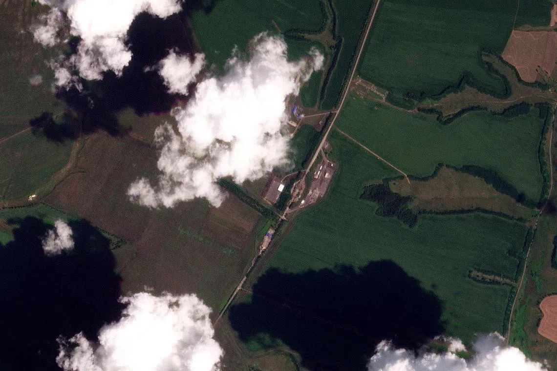 A satellite image shows the damaged Sudzha border crossing in Oleshnya, Kursk Region August 6, 2024 in this handout obtained August 8, 2024 by Reuters. 2024 Planet Labs Inc/Handout via REUTERS   THIS IMAGE HAS BEEN SUPPLIED BY A THIRD PARTY. THIS PICTURE WAS PROCESSED BY REUTERS TO ENHANCE QUALITY. AN UNPROCESSED VERSION HAS BEEN PROVIDED SEPARATELY. MANDATORY CREDIT.