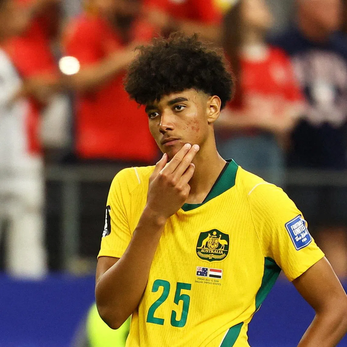 Soccer Football - FIFA World Cup 2026 - Round of 32 - Australia v Egypt - Dallas Stadium, Arlington, Texas, U.S. - July 3, 2026 Australia's Lucas Herrington looks dejected after the match as Australia are eliminated from the World Cup REUTERS/Kai Pfaffenbach