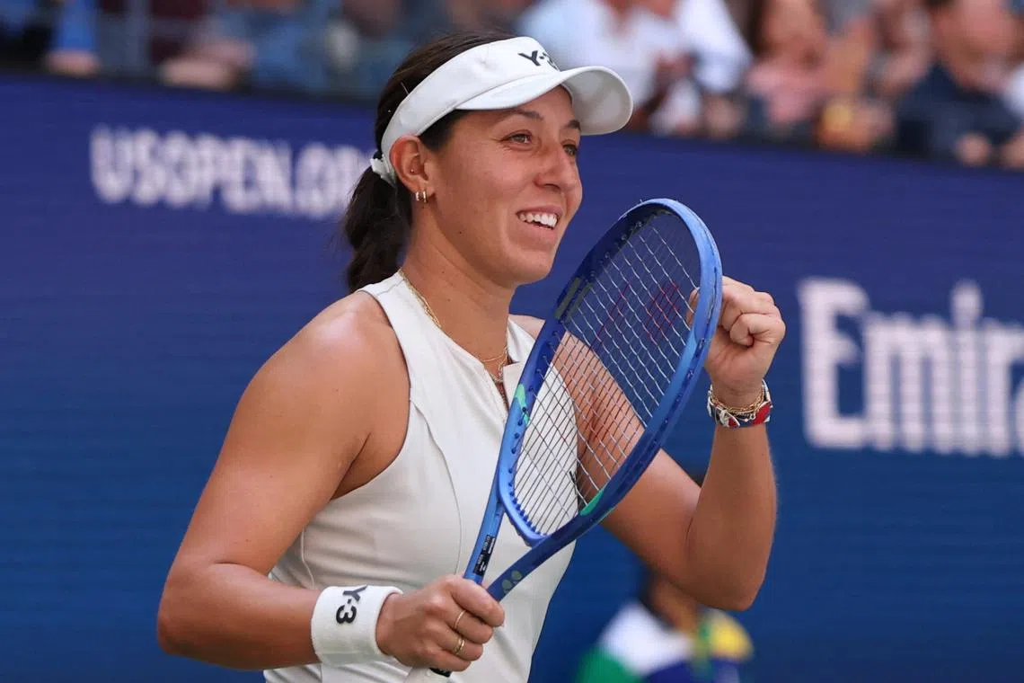 Tennis - U.S. Open - Flushing Meadows, New York, United States - September 2, 2025 Jessica Pegula of the U.S. celebrates after winning her quarter final match against Czech Republic's Barbora Krejcikova REUTERS/Brendan Mcdermid