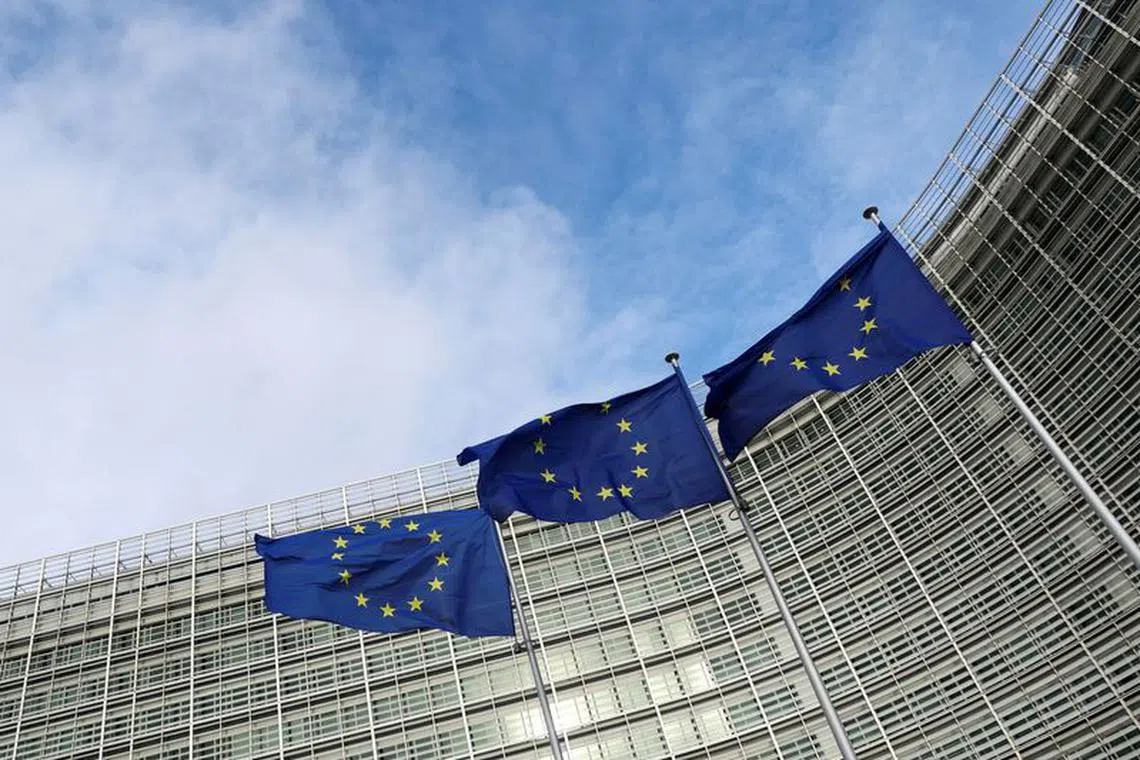 European Union flags fly outside the European Commission in Brussels, Belgium November 8, 2023. REUTERS/Yves Herman