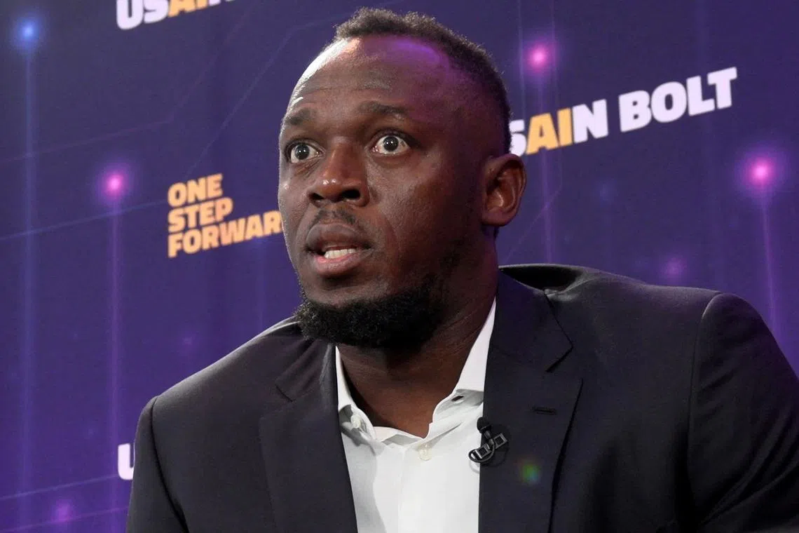 Athletics - Sportsman, track and field legend Usain Bolt speaks to Reuters - Hotel Westin, Mexico City, Mexico - May 30, 2023
Usain Bolt reacts during an interview REUTERS/Alberto Fajardo