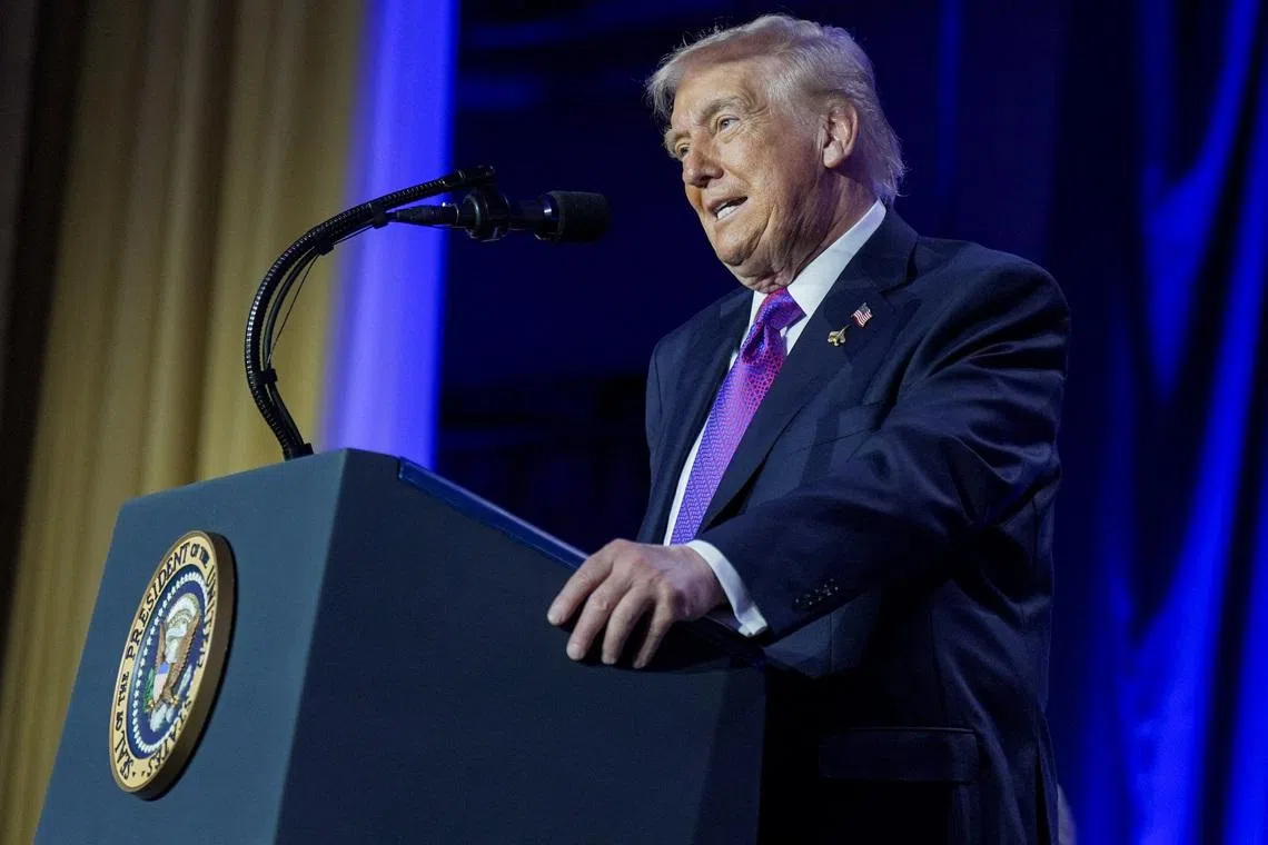 U.S. President Donald Trump speaks during the National Prayer Breakfast in Washington, D.C., U.S., February 5, 2026. REUTERS/Al Drago