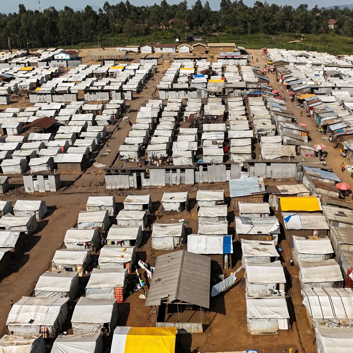 A drone view of the Kigonze displaced persons camp, one month after an Ebola outbreak was declared, in Bunia, eastern Democratic Republic of Congo, June 18, 2026. REUTERS/Gradel Muyisa Mumbere