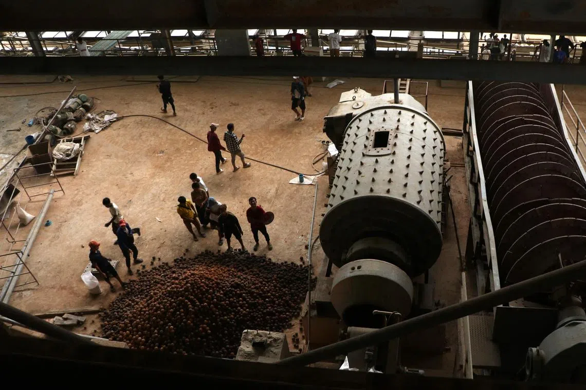 Members of the Pradawng tribe inside a China-backed battery metal mine during a protest rally in Pekon township in Myanmar’s eastern Shan State in May.