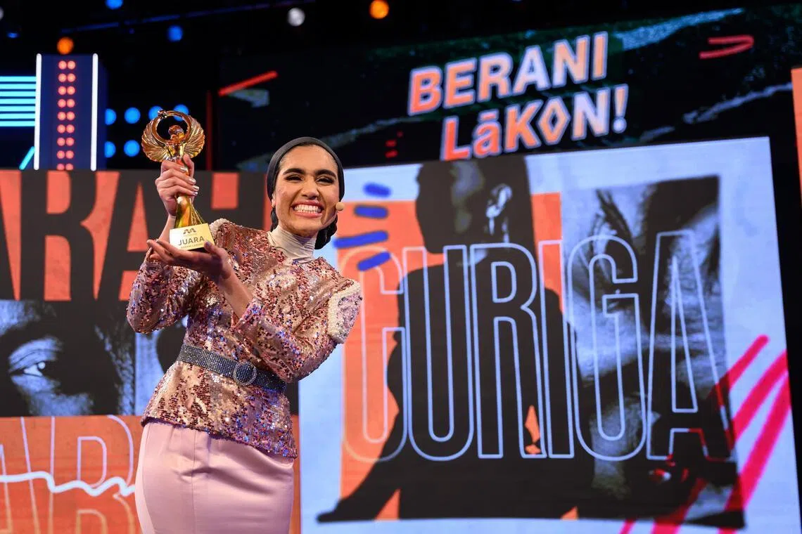 Singer-songwriter Shazza won the inaugural season of Berani Lakon!, a reality series on Mediacorp Suria that sees non-acting personalities showcase their acting potential.