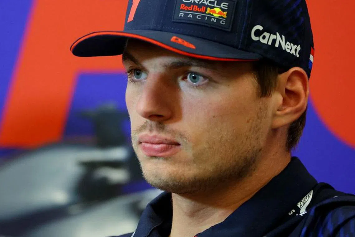 Formula One F1 - United States Grand Prix - Circuit of the Americas, Austin, Texas, U.S. - October 19, 2023 Red Bull's Max Verstappen during the press conference REUTERS/Brian Snyder