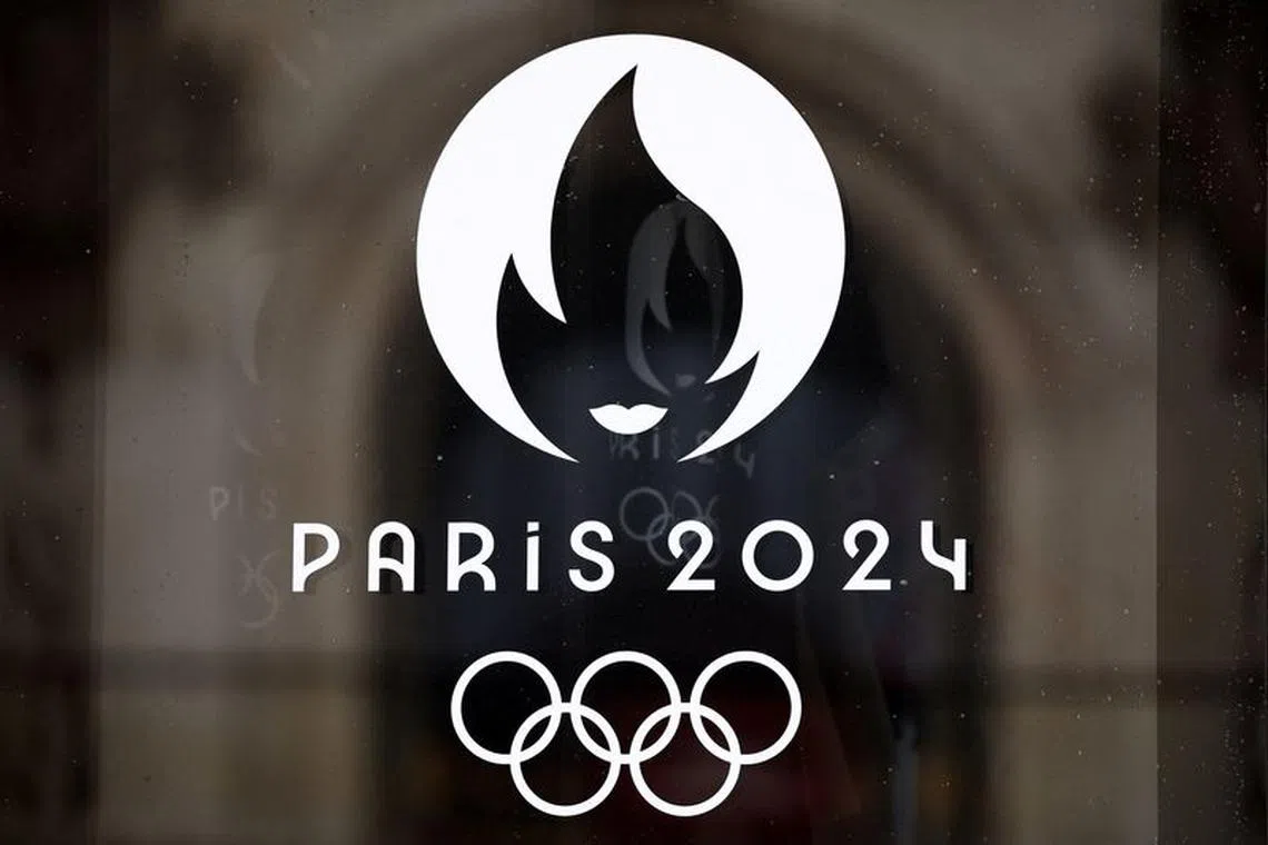 FILE PHOTO: The logo of the Paris 2024 Olympic and Paralympic Games is seen on an official Paris 2024 store at Place de l'Opera in Paris, France, January 1, 2024. REUTERS/Benoit Tessier/File Photo