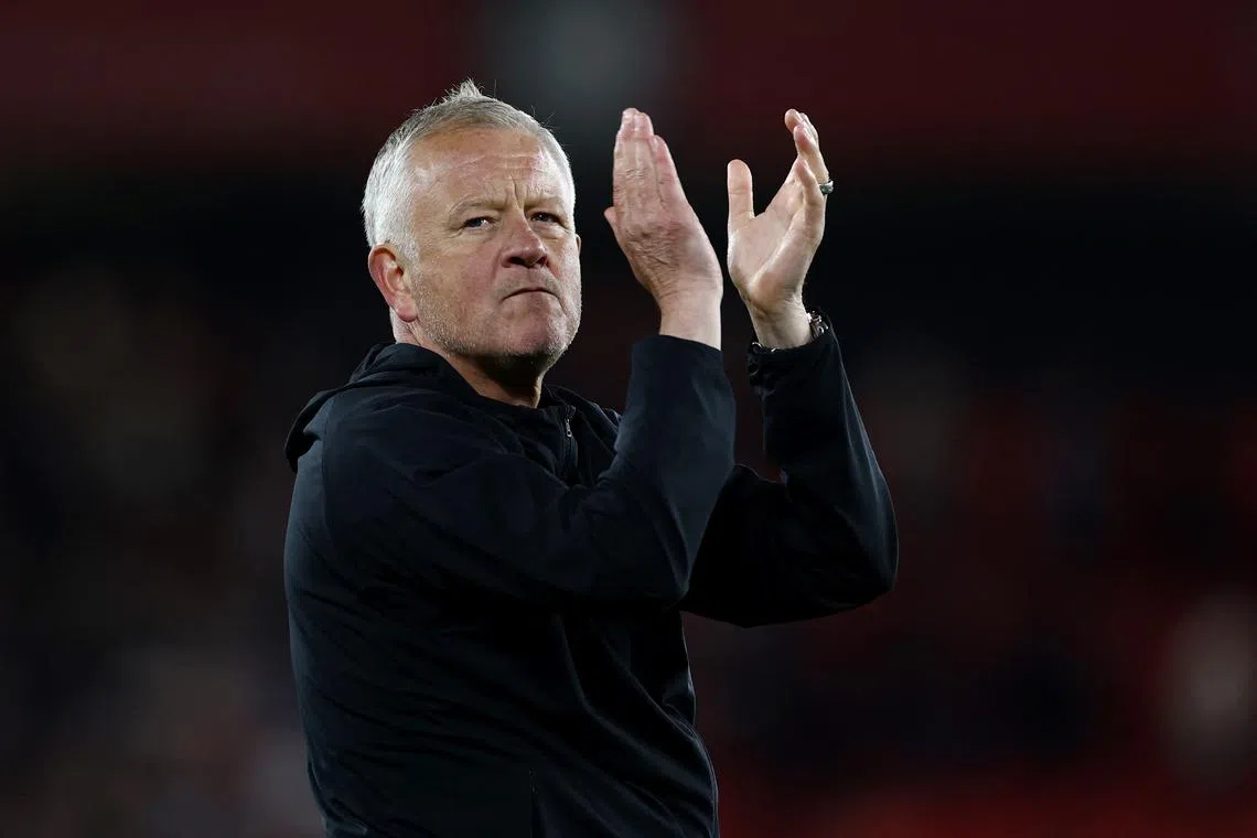 FILE PHOTO: Soccer Football - Championship - Sheffield United v Bristol City - Bramall Lane, Bristol, Britain - May 12, 2025, Sheffield United manager Chris Wilder celebrates after the match Action Images via Reuters/Lee Smith/File Photo